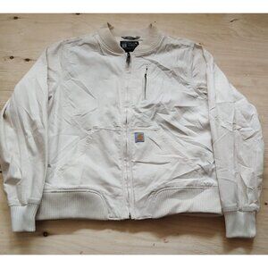 Carhartt Jacket Girls Youth L 12-14 White Canvas Bomber Rugged Flex Full Zip